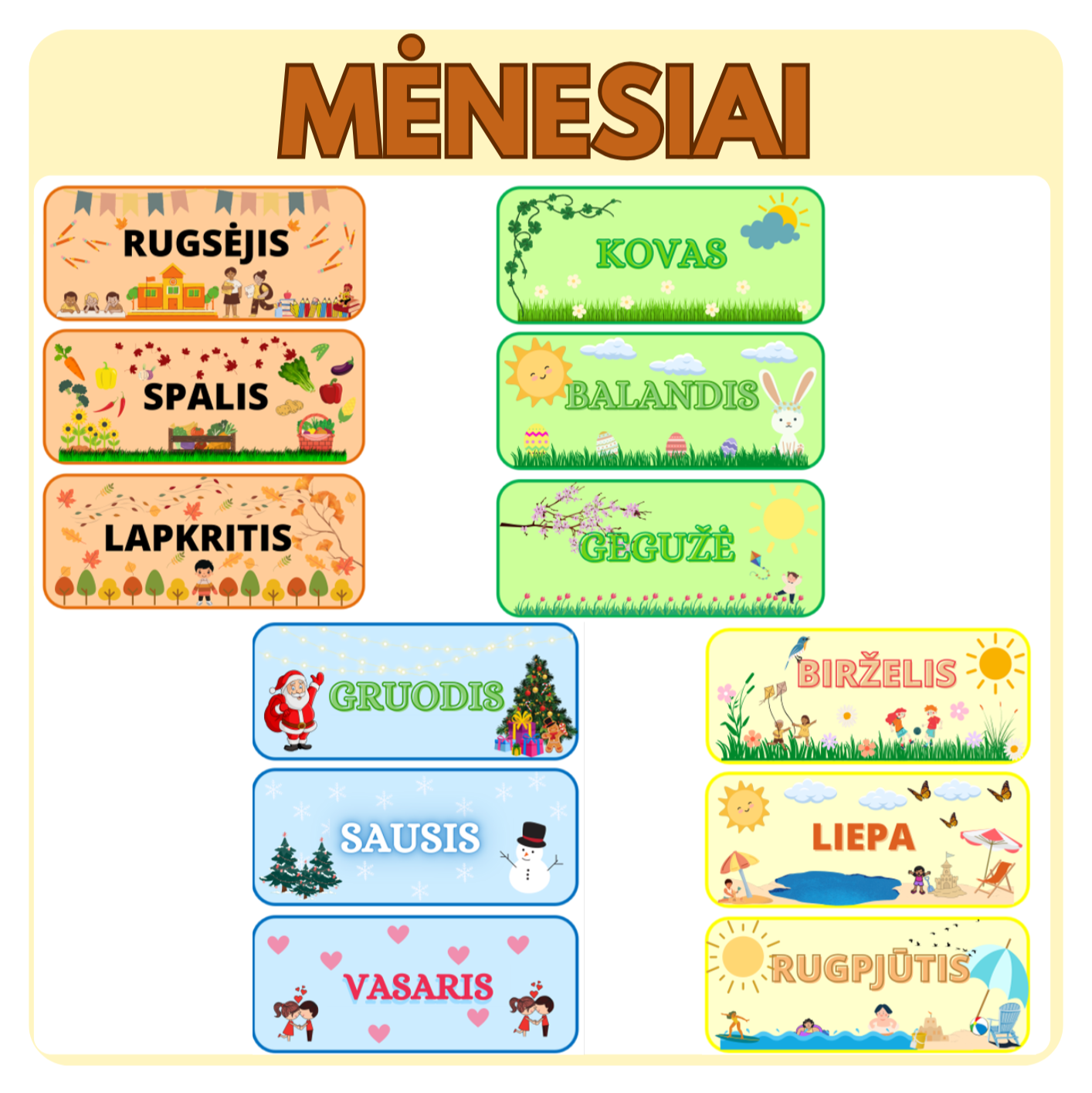 MĖNESIAI (spalvoti)
