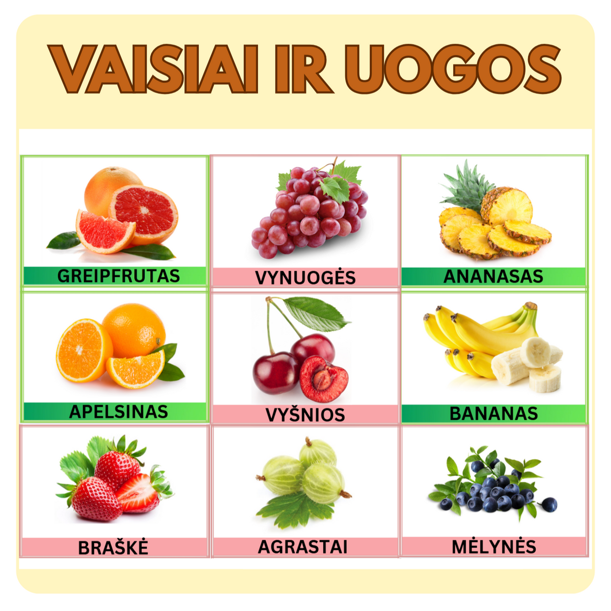 VAISIŲ IR UOGŲ KORTELĖS