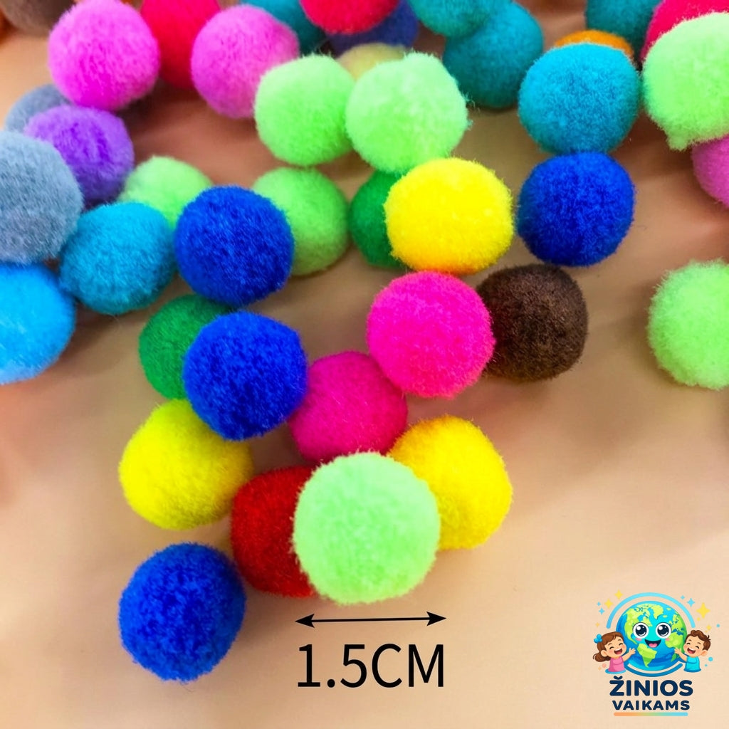 PŪKUOTI KAMUOLIUKAI (POM POM) 1.5cm. 300vnt.