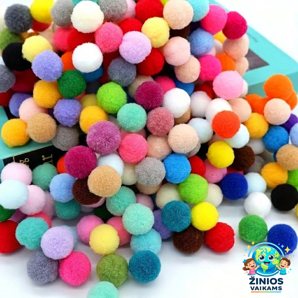 PŪKUOTI KAMUOLIUKAI (POM POM) 1.5cm. 300vnt.