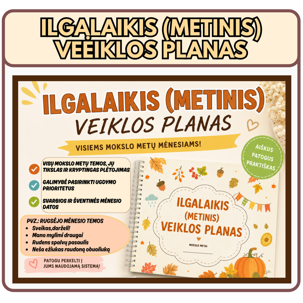 ILGALAIKIS (METINIS) PLANAS