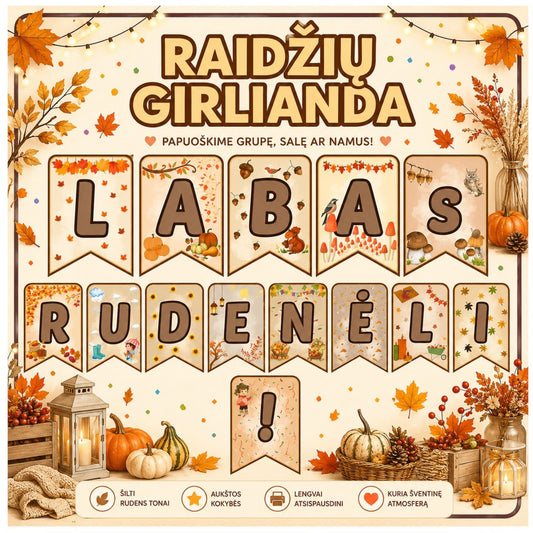 RAIDŽIŲ GIRLIANDA "LABAS RUDENĖLI !"